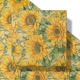 RUSPEPA Sunflower Wrapping Paper Roll for Women Girls, Mini Roll, Watercolor Sunflower Design, Fall Floral Kraft Gift Wrp Paper for Birthday, Thanksgiving, Autumn Gifts, 17 Inches x 16.4 Feet