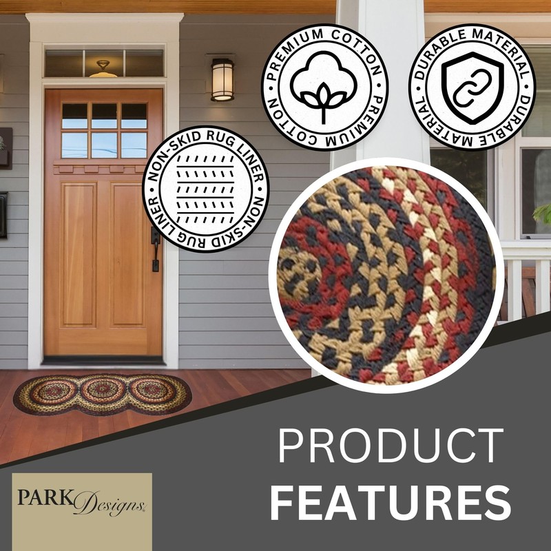 Park Designs Red Folk Braided 30" x 72" Rug Runner