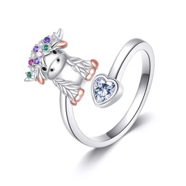 JERWLI Highland Cow Gift 925 Sterling Sliver Highland Cow Ring Jewelry Gifts Themed for Women Lover