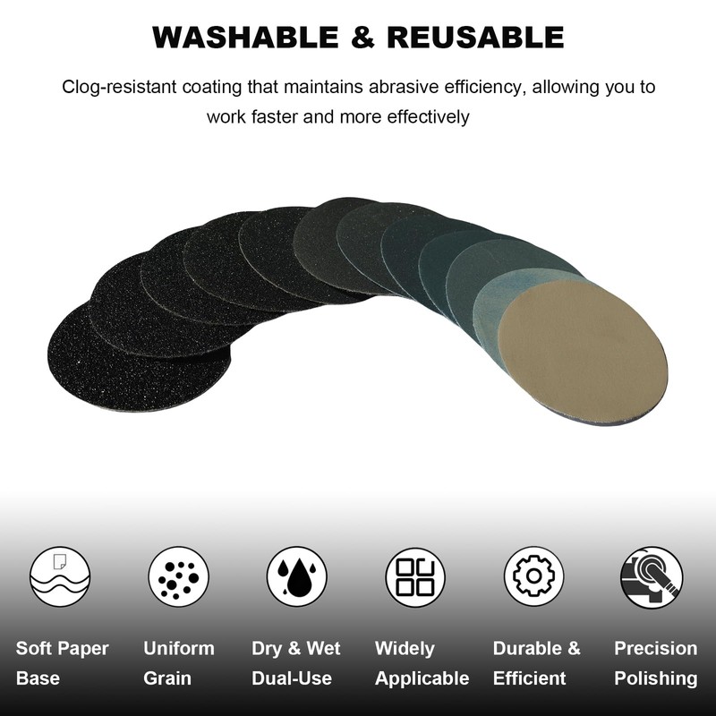 120 PCS 3 Inch Wet Dry Sanding Disc, 60 to