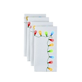 Fabric Textile Products Christmas Lights Border Napkins 18"x18" - 1 Dozen