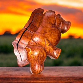 Jewelry box Handcrafted Suar Wood Hippo Keepsake Box, Animal Shaped Jewelry Storage