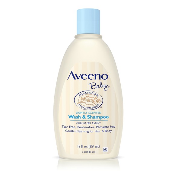 Aveeno Baby Gentle Wash & Shampoo with Natural Oat Extract, Tear-Free &, Lightly Scented, 12 fl. oz