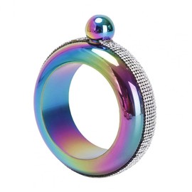 Tiardey Bracelet Bangle Bottle, 3.5 oz Smooth Stainless Steel Portable Bracelet Bottle for Party Outdoor Activities Gift Ideas - Colourful Rhinestones