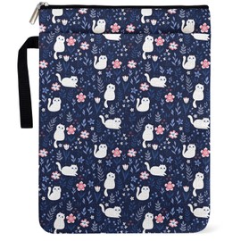 Cute Cats Garden Decor Book Sleeve for Book Lovers, Bookish Group Club Graduation School Gifts for Women Daughter Teen, Wild Flowers Book Cover with Zipper and Front Pocket for Paperbacks 9 x 12 Inch