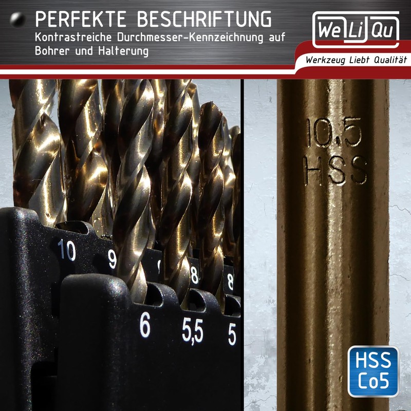 WELIQU Precision Drill Bit Set Made of HSS-E M35 Cobalt