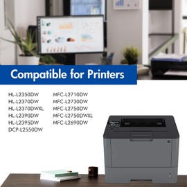 TN 730 TN730 Toner for Brother Printer Standard Yield TN-730 TN760 Toner Cartridge Replacement for MFC-L2710DW HL-L2395DW DCP-L2550DW HL-L2350DW MFC-L2750DW HL-L2395DW Printer Ink, Black 2-Pack