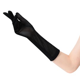 Otafuku Glove Summer Arm Cover [100% Cotton Women's Mesh Semi-Long] UV-3221 Black One Size