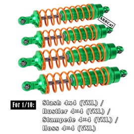 ARRCat Big Bore RC Shock for Slash 4WD 4x4 Upgrades Parts, 1/10 Stampede 4WD 4x4,Hoss 4WD 4x4,Rustler 4WD 4x4,4PCS Aluminum Full Metal Front Rear Shocks Absorber,Replace 5862,Green