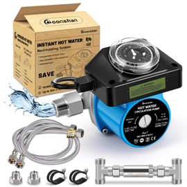 Moonshan Instant Hot Water Recirculating Pump with 304 Stainless Steel Sensor Valve for Tank Water Heaters Circulator pump with Timer Recirculating System with Complete Kit 20'' PEX Supply Lines