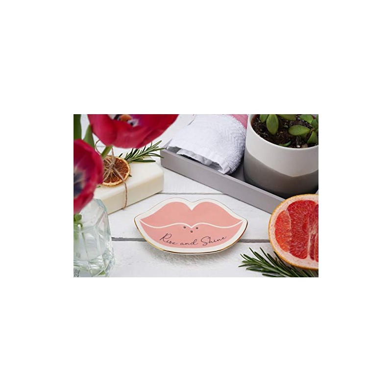 CGB Giftware Blush 'Rise and Shine' Lip Shaped Raised Ceramic