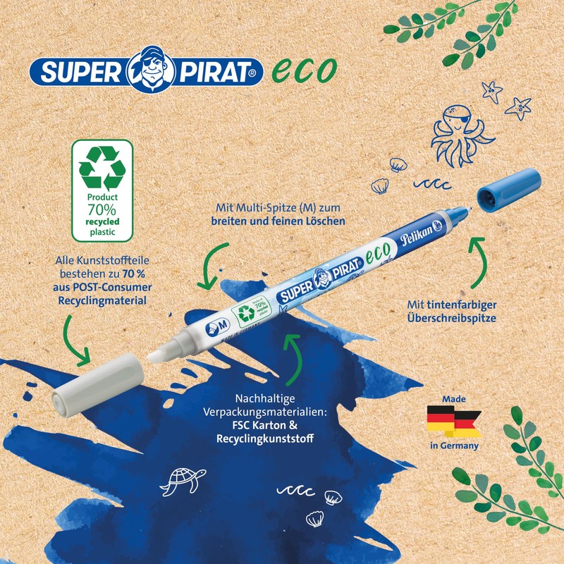 Pelikan Super Pirate Eco Ink Eraser, Line Width M (Multi-Tip)