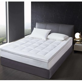 Kathy Ireland Mattress Protector Cal King Size - 225 Thread Count 100% Cotton Top 2" Thick Tencel Poly Filled Mattress Pad Cover Stretches up to 16" Deep Pocket Mattress Topper - White