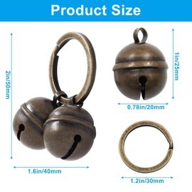 Waziaqoc 2 PCS Dog Bells for Pet Tracking, Cat Dog Collar Copper Bells, Extra Loud with Snap Clips