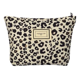 Leopard Print Make Up Bag Cosmetic Pouch for Women Girls Travel Cosmetic and Toiletry Organizer with Zipper Fashionable Canvas Cosmetic Bags