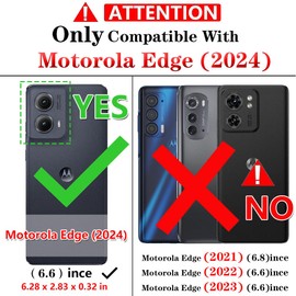 for Motorola Edge 2024 Case: with Screen Protector - Military Grade Protective Cases with Finger Ring Holder Kickstand for Moto Edge 2024(Red)