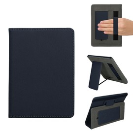 kwmobile Flip Case Compatible with 6-7 Inch eReader e-Reader - Case with Hand Strap and Stand - Cover 13 x 18.7 cm Dark Blue