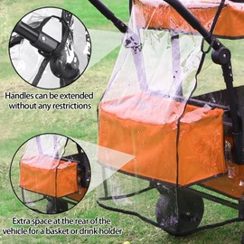 Handcart Rain Cover, Transparent Rain Cover with Zip, Universal Rain Cover Suitable for Handcart, Rain Cover Handcart for Handcart, Foldable Beach Rain Cover