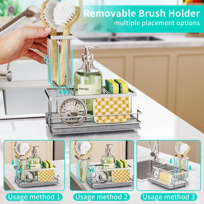 HapiRm Sink Caddy Sponge Holder - Kitchen Sink Organizer with