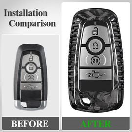 Yipmotiv Carbon Fiber Key Fob Cover for Ford F-150 Bronco Raptor R Off-Road 2018-2024, Only for Raptor, Dry Carbon Fiber Material