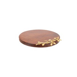 Elegance Golden Vine Wooden Serving Tray - Appetizer Charcuterie Cheese Board -12" Round