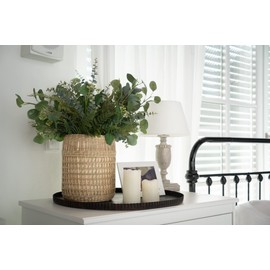 Decorasian Floor Vase for Pampas Grass, Decorative Vase Grasses, Decorative Container in Boho Style, Wood Look with Macrame Braid, L