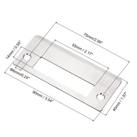 sourcing map Door Strike Plate, 90 mm x 40 mm, 201 Stainless Steel Latch Strike Plate for Door Frame, Silver