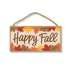 Honey Dew Gifts, Happy Fall, 5 inch by 10 inch Hanging Fall Signs, Wall Art, Decorative Wood Sign, Thanksgiving Decorations, 75565