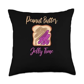 PBJ Jif Peanut Butter Peanut Butter Jelly Time Vibes Match Perfect Throw Pillow, 18x18, Multicolor