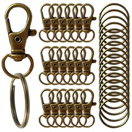100PCS Premium Swivel Snap Hooks with Key Rings,Metal Lanyard Keychain Hooks Lobster Clasps for Key Jewelry DIY Crafts Bronze 1.25inches/32mm(50 Pcs Lanyard Snap Hooks+50 Pcs Key Rings)