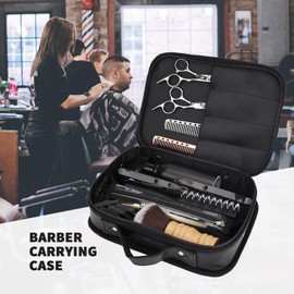 Segbeauty - Bolsa de herramientas de peluquería de piel sintética para viaje, maquillaje, accesorios de aseo y corte de pelo, organizador de almacenamiento para cortadoras, tijeras, peines, cosméticos, salón de belleza