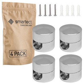smartect Aluminium Wall and Ceiling Pins for Textile Cables [Pack of 4, Metal] Ceiling Mounting with Screws and Dowels, Monkey Swing, Surface-Mounted Cable Holder for Own DIY Project