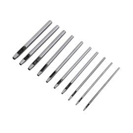 Hollow Punch Set 10 Pieces Hole Punch, Round Hole Leather Belt Cutter, Leather Craft Hollow Hole Punch for Leather, Watch Strap, Canvas, Eyelet, Hole Punch 0.5 mm - 5 mm