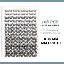 SHELWIN Lash Clusters Venus Fake Eyelashes Clusters 8-16mm Individual WideSpan DIY Manga False Eyelashes Wispy Lash Extension Ultra-Thin Invisible Lash Band Mixed Length