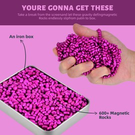 Magnetic Ferrite Putty Rocks,Rose Red More Than 600 Weak Magnetic Smooth Ferrite Pebbles, Magnet Rock Desk Toys and Time-Killer for Adults