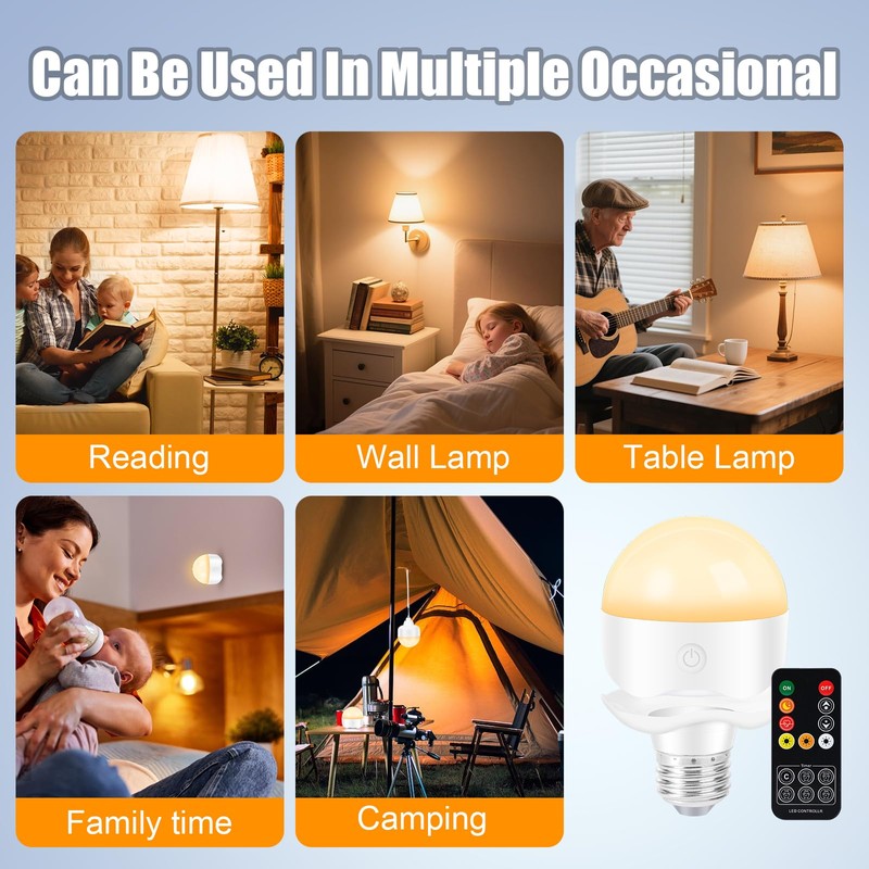 E26 Rechargeable Light Bulbs,Magnetic LED Portable Bulb with Remote and