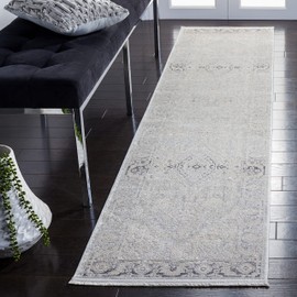 SAFAVIEH Dream Collection 2' x 8' Grey/Ivory DRM411F Vintage Oriental Distressed Premium Viscose Runner Rug