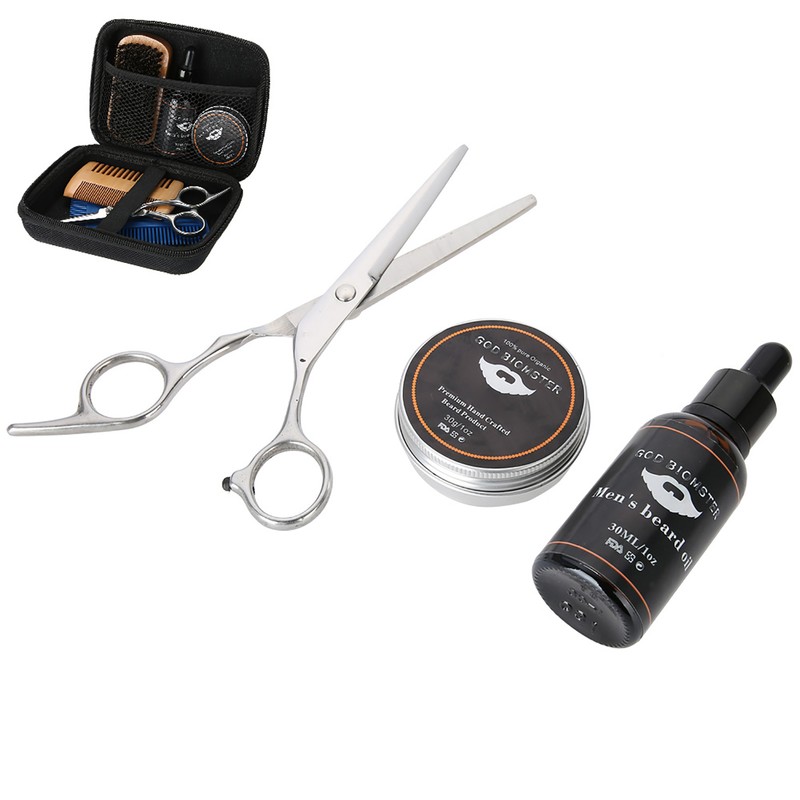 7PCS/Set Portable Men Beard Styling Shaping Cream Oil Brush Comb