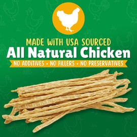 Lucky Premium Treats Chicken Straws – Quality Single Ingredient Chicken Jerky Dog Treats for Training – USA Made Dog Treats – 7 oz Jar