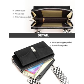 MOMOJULI Women Small Crossbody Bag Shoulder Purse Wallet PU Leather Cellphone Bag with Wide Strap