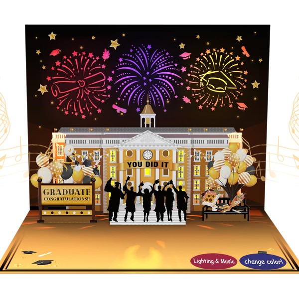 Graduation Card, 3D Pop-up Music &Lights 2025 graduation Cards with