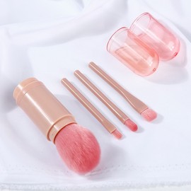 Portable Multi-Purpose Shading Makeup Brush Set Portable Brush Set - Pink 4ea
