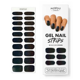 MoYou London Semi Cured Gel Nail Strips, Nail File, & Wooden Cuticle Stick – 20 Pc. Gel Wraps for Nails – Salon-Quality Manicure Set & Pedicure Supplies, Magic Cocoa
