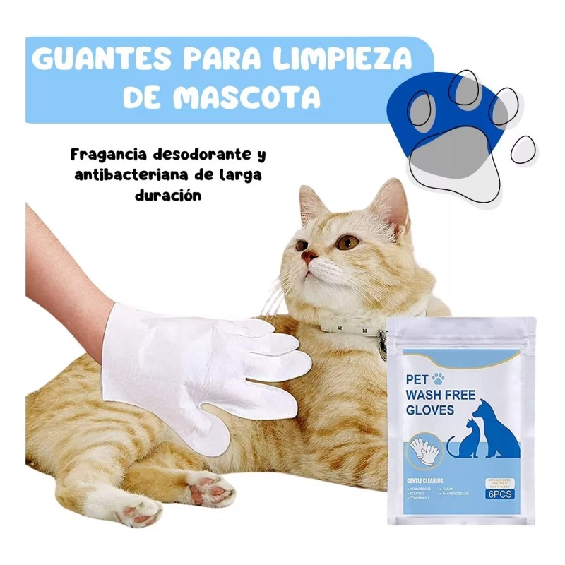 Veraly 6pz Guantes Desechable Mascota Limpieza Sin Enjuague Baño