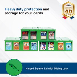 BCW Collectible Card Bin (4-Pack, Green) | Holds 3,200 Cards Each | Includes 4 Dividers Per Bin | Storage for Pokémon, MTG & Sports Cards