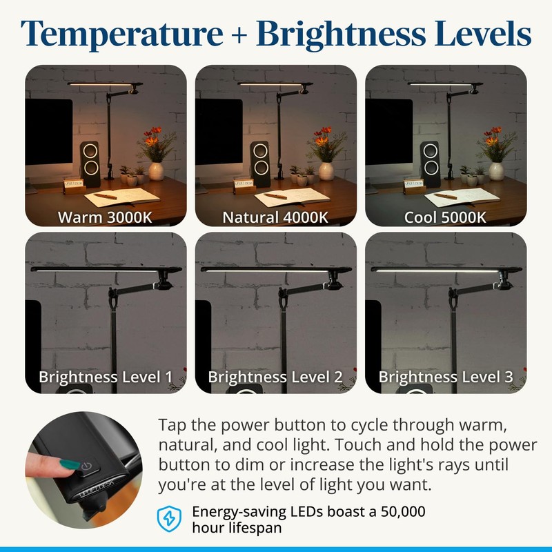 Uplift Desk E7 LED Clamp Lamp (Black)