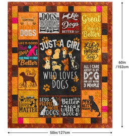 Funny Dog Quotes Flannel Blanket 50"x60" for Women Girls Who Love Dogs – Pet Lover Gift Throw for Sofa, Bed, Travel, Dog Moms, Cozy and Colorful Decor