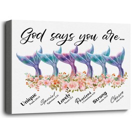 WKYAER Mermaid Wall Art, Waterproof Canvas Print, 12x15 inch, Bathroom Bedroom Living Room Decor