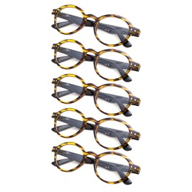 Gr8Sight 5-Pack Round Retro Reading Glasses with Spring Hinges Amber