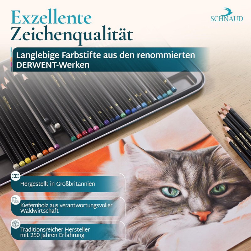 SCHNAUD Colorgem Colouring Pencils for Adults - 60 Colours Artist